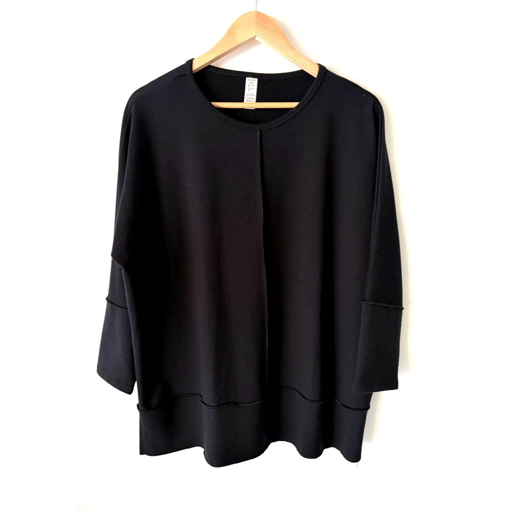 Spanx Perfect Length Top Womens Large Black Dolman 3/4 Sleeve